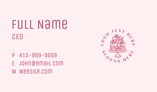 Sweet Floral Cake Business Card Design Image Preview