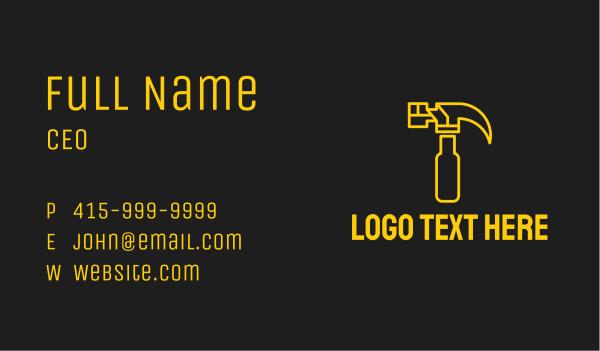 Golden Hammer Outline  Business Card Design Image Preview