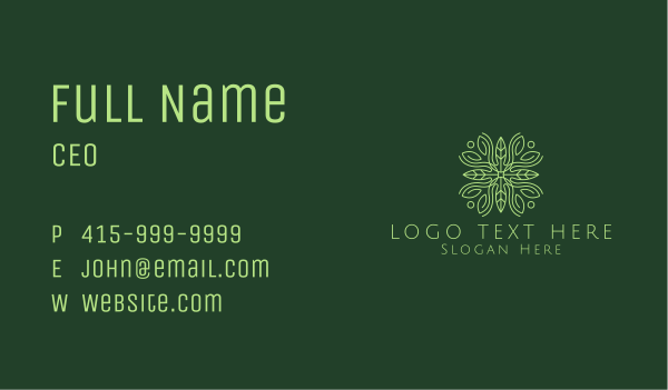 Elegant Leaves Badge Business Card Design Image Preview