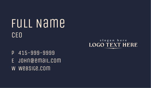 Elegant Luxury Professional Wordmark Business Card Design Image Preview