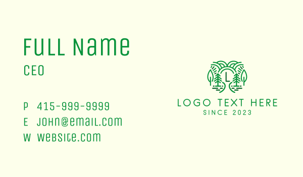 Outdoor Forest Letter Business Card Design Image Preview