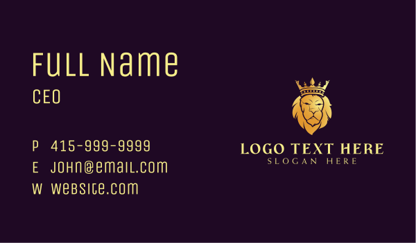 Golden Feline Lion Business Card Design Image Preview