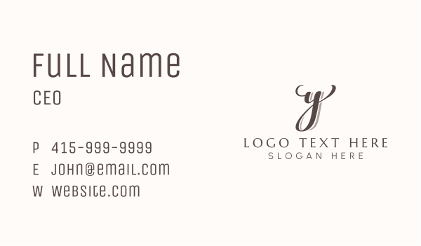 Elegant Script Letter Y Business Card Design Image Preview