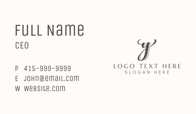 Elegant Script Letter Y Business Card Image Preview