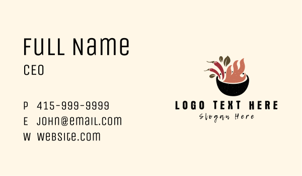 Fire Chili Pepper Bowl Business Card Design Image Preview