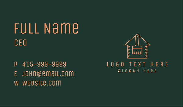 Orange House Paint Brush  Business Card Design Image Preview
