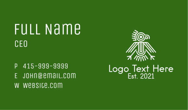 Aztec Bird Symbol  Business Card Design