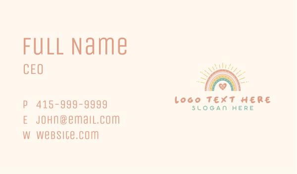 Heart Boho Rainbow Business Card Design Image Preview