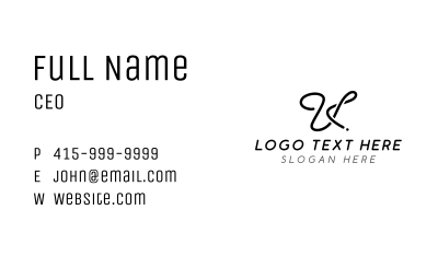 Signature Fashion Designer Brand Letter U  Business Card Image Preview
