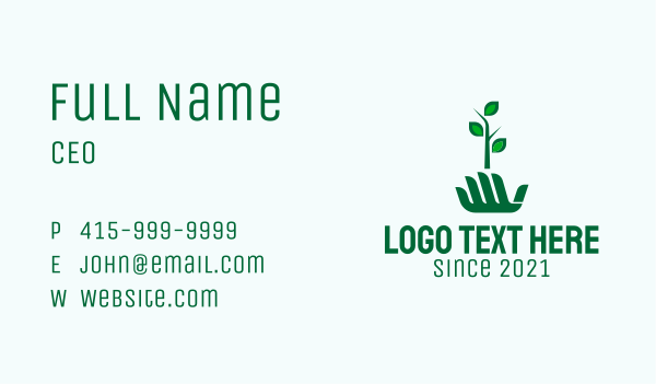Hand Seedling  Plant  Business Card Design Image Preview