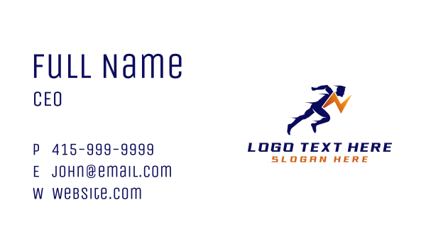 Lightning Running Man Business Card Design Image Preview