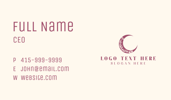 Boho Floral Crescent Business Card Design Image Preview