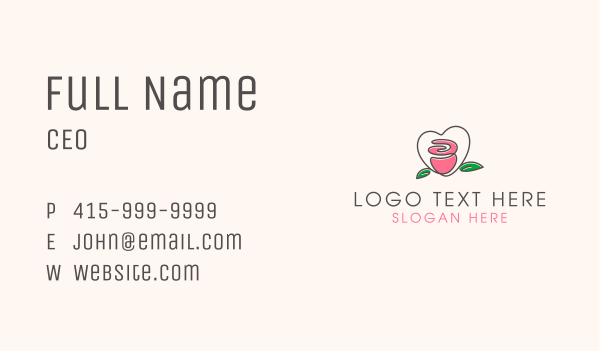 Floral Rose Heart Business Card Design Image Preview
