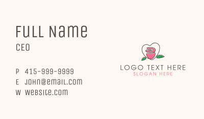 Floral Rose Heart Business Card Image Preview