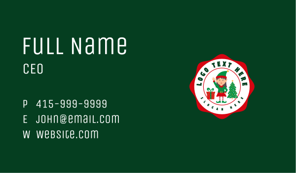 Christmas Elf Girl Business Card Design Image Preview