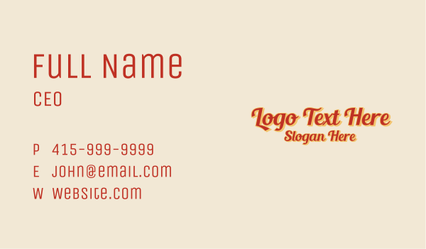 Retro Classic Script Wordmark Business Card Design Image Preview