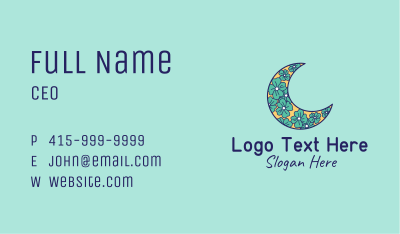 Floral Crescent Moon  Business Card