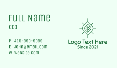 Simple Organic Leaf Business Card