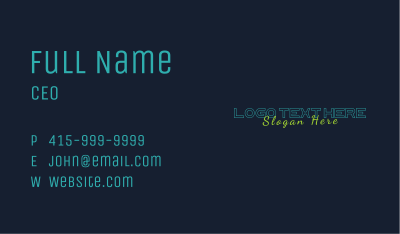 Generic Neon Wordmark Business Card Image Preview