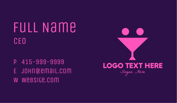 Pink Margarita Smiley Bar Business Card Design Image Preview