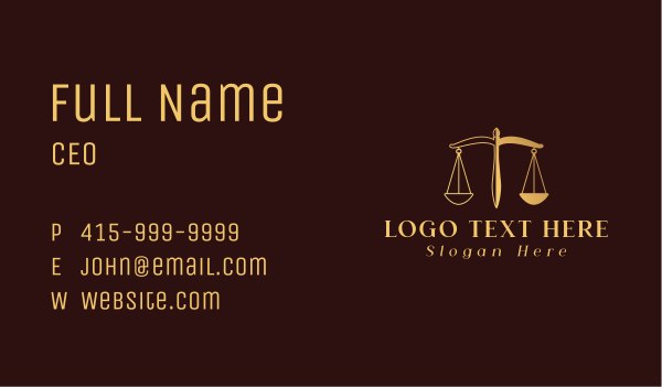 Gold Justice Scale Business Card Design Image Preview