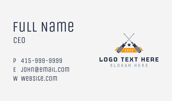 Handyman Star Screwdriver Business Card Design Image Preview