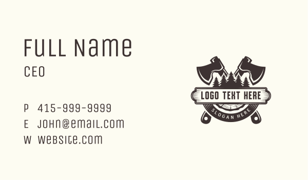 Forest Axe Woodwork Business Card Design Image Preview