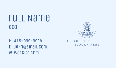 Blue Night Lighthouse Business Card Image Preview