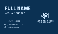 Blue Geometric Letter M Business Card Image Preview