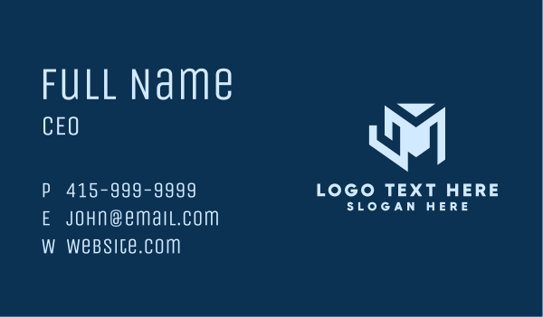 Blue Geometric Letter M Business Card Design Image Preview