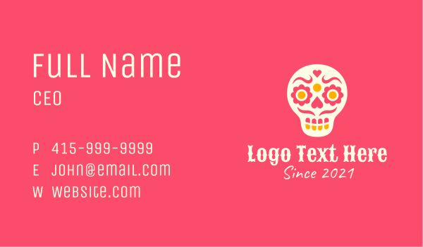 Decorative Mexican Skull Business Card Design Image Preview