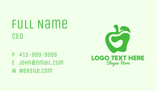 Green Organic Apple Business Card Design Image Preview