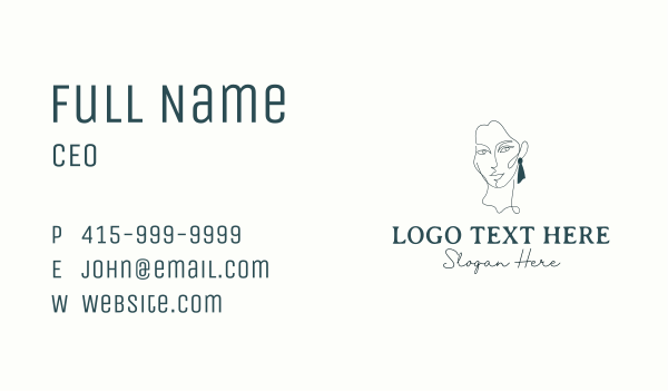 Elegant Woman Earring Business Card Design Image Preview