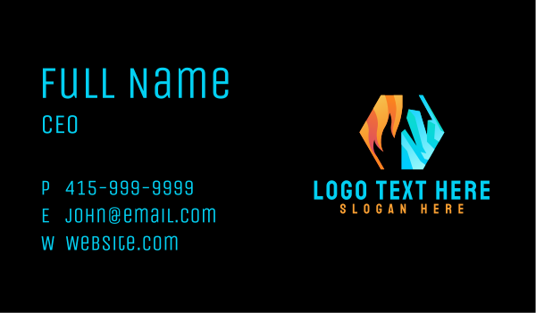 Flame Ice Hexagon Business Card Design Image Preview