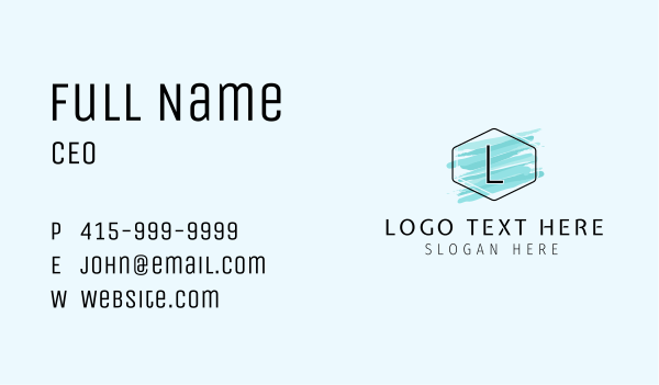 Hexagon Watercolor Letter Business Card Design Image Preview
