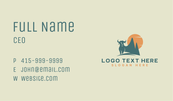 Buffalo Mountain Sunset Business Card Design Image Preview