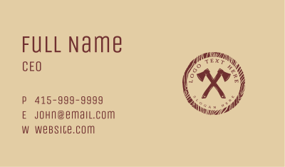 Woodcut Cross Axe Emblem Business Card Image Preview