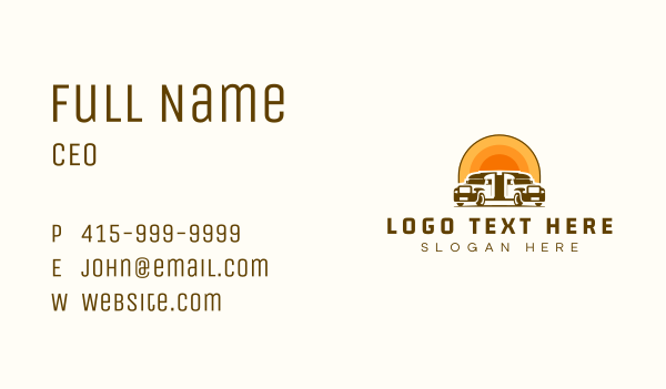 Sunset Logistic Truck Business Card Design Image Preview