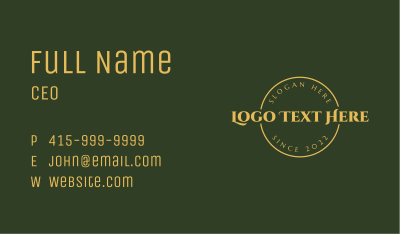 Gold Business Circle Wordmark Business Card Image Preview