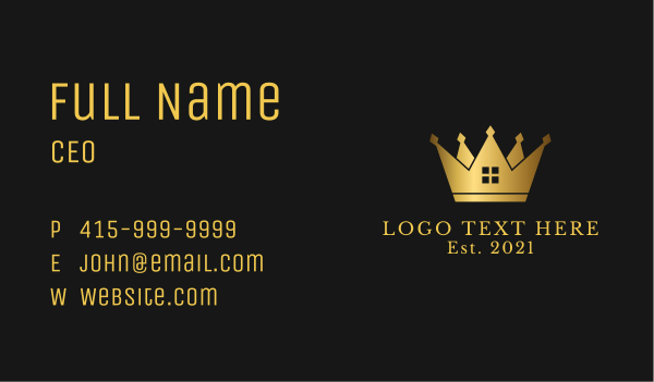Golden Crown Real Estate Business Card Design Image Preview