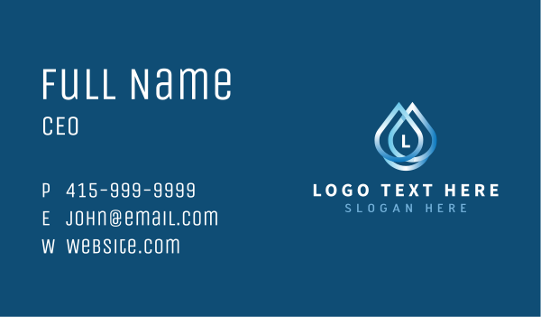 Purified Water Letter Business Card Design Image Preview