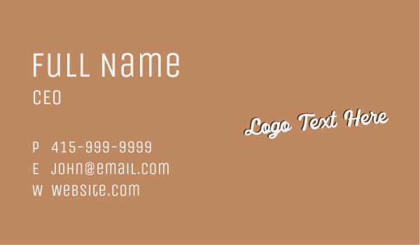 Classic White Wordmark Business Card Design Image Preview