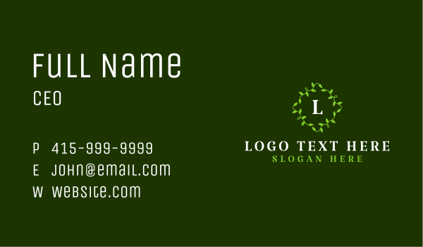 Leafy Vine Letter Business Card Design Image Preview