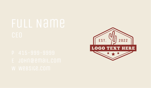 Western Cactus Signage Business Card Design Image Preview
