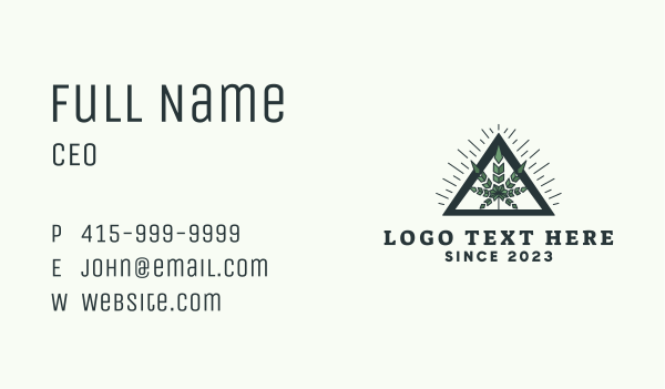 Green Weed Leaf Triangle  Business Card Design Image Preview