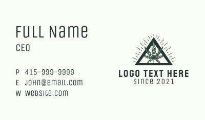 Green Weed Leaf Triangle  Business Card