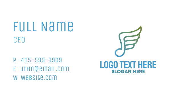 Musical Note Wing Business Card Design