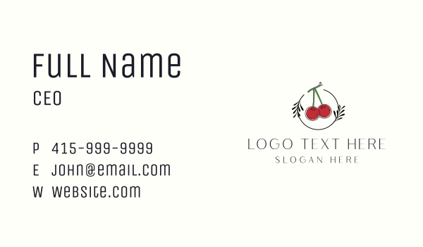 Red Cherry Fruit Business Card Design Image Preview