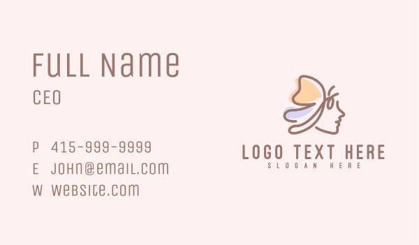 Pastel Butterfly Lady Business Card Design Image Preview