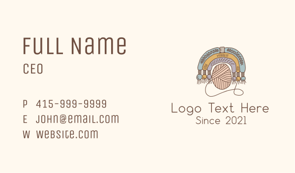 Yarn Rainbow Macrame Knitwork Business Card Design Image Preview